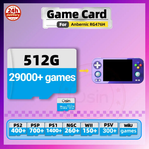 Game SD Card For Anbernic RG476H Retro Games PSP PS1 Memory TF Gaming Console Portable Handheld Plug&play 1TB 512G 256G 128G
